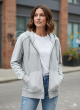 Reverse Seamed Zip Front Hoodie Heather Grey