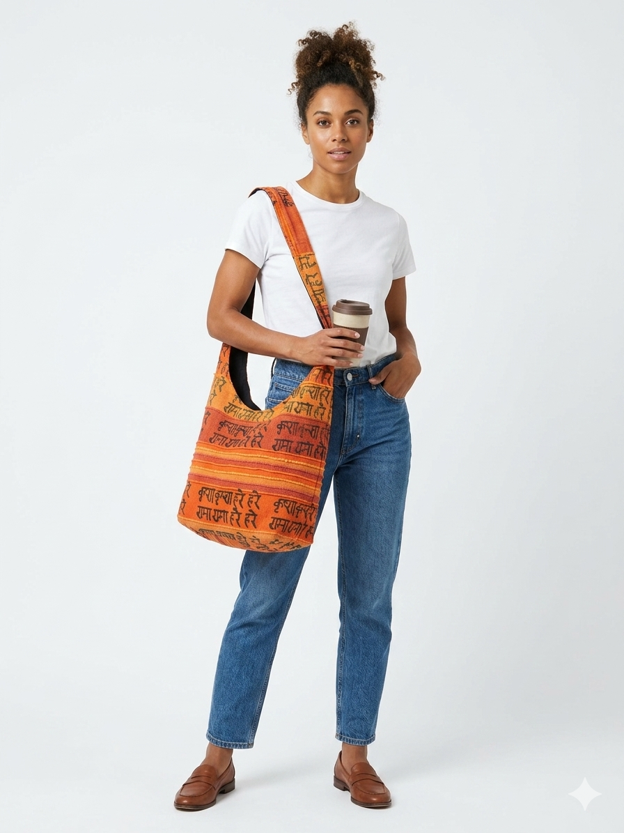 Bolsa con estampado naranja y negro - Etnia Negra