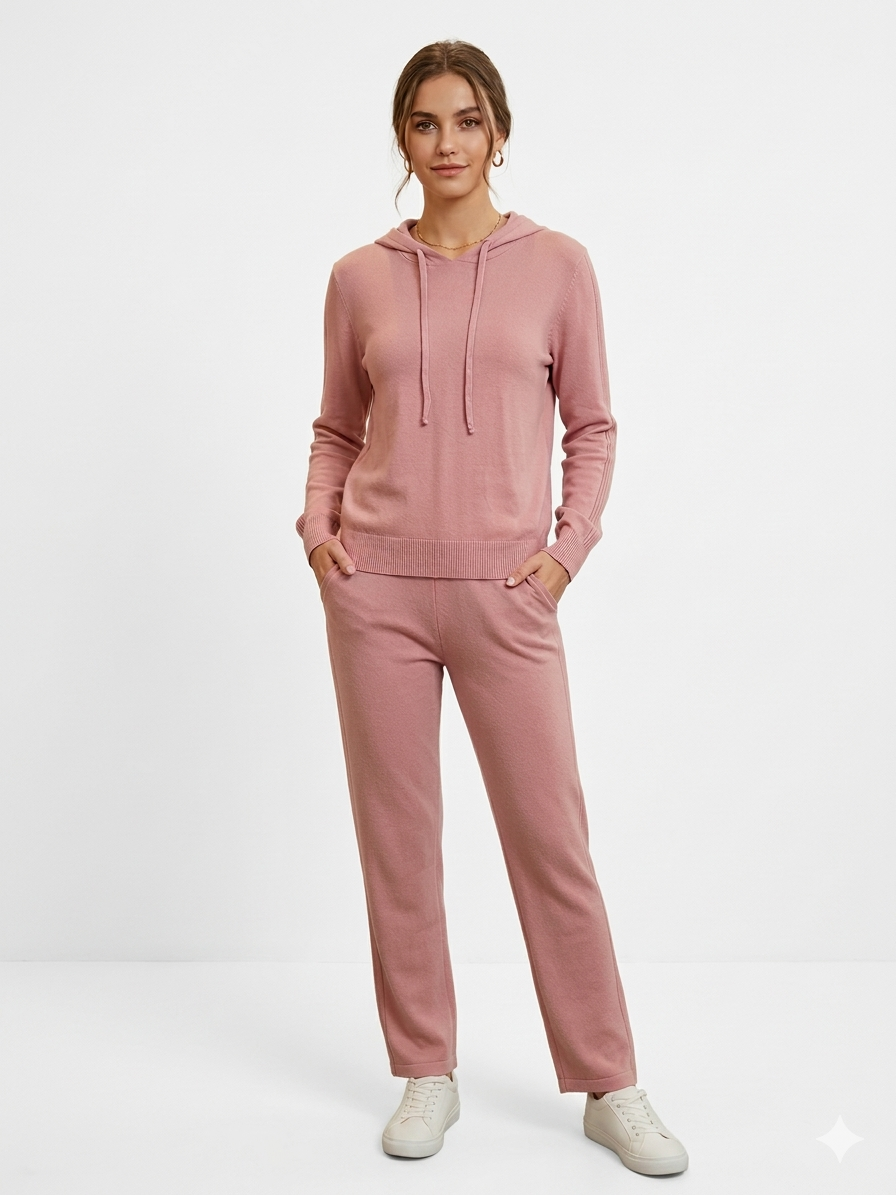 Conjunto de Top de Rayas con Cuello en V y Pantalones para Mujer 2 Rosa - Liz & Lilli
