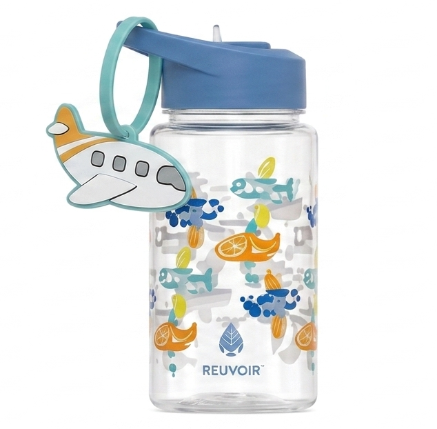 Botella de agua de 443 ml con diseño temático de Buddy Jet y correa, multicolor