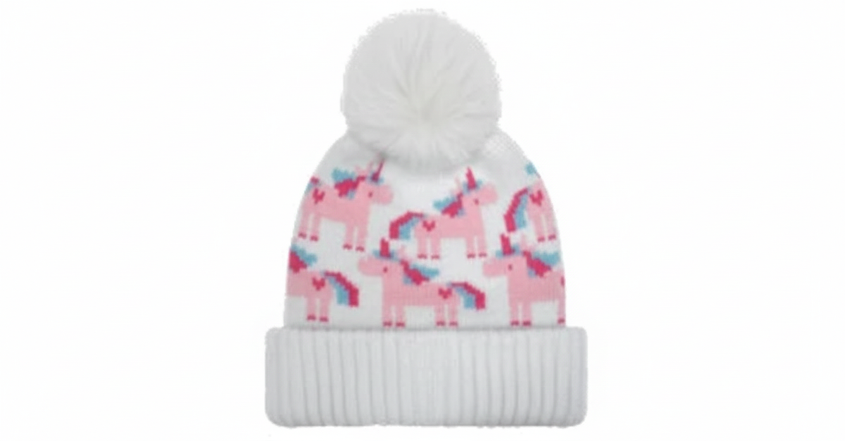 GORRO CON PUÑO DE UNICORNIO PARA NIÑAS PEQUEÑAS BLANCO