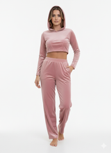 Conjunto de pantalón y sudadera de terciopelo para mujer 2 rosa - Liz & Lilli
