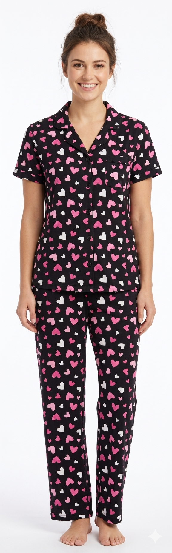 Conjuntos de pijama de 2 piezas de jersey melocotón Corazones Tonales