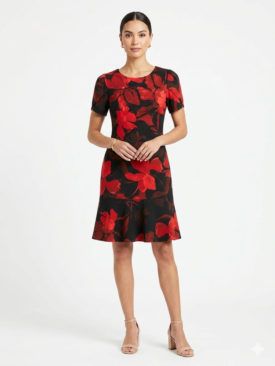 Vestido corto Negro-Rojo- Shelby & Palmer