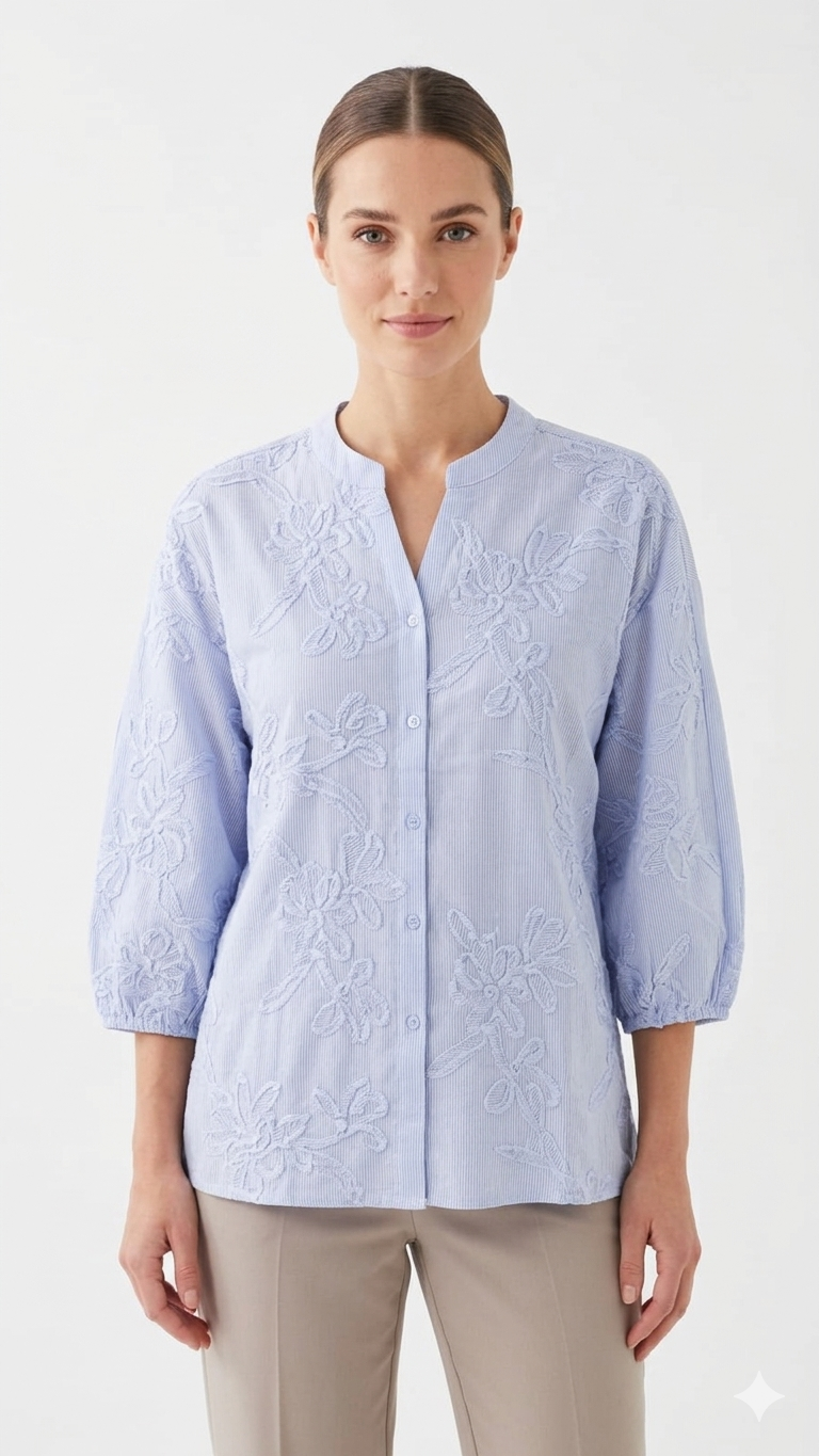 Blusa Flores 3D, Azul
