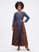 Vestido vaquero con parche estampado - Etnia Negra