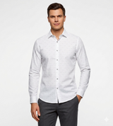 Camisa de hombre entallada elástica con estampado liso blanca