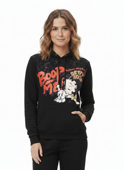Sudadera básica con capucha de Betty Boop, negra