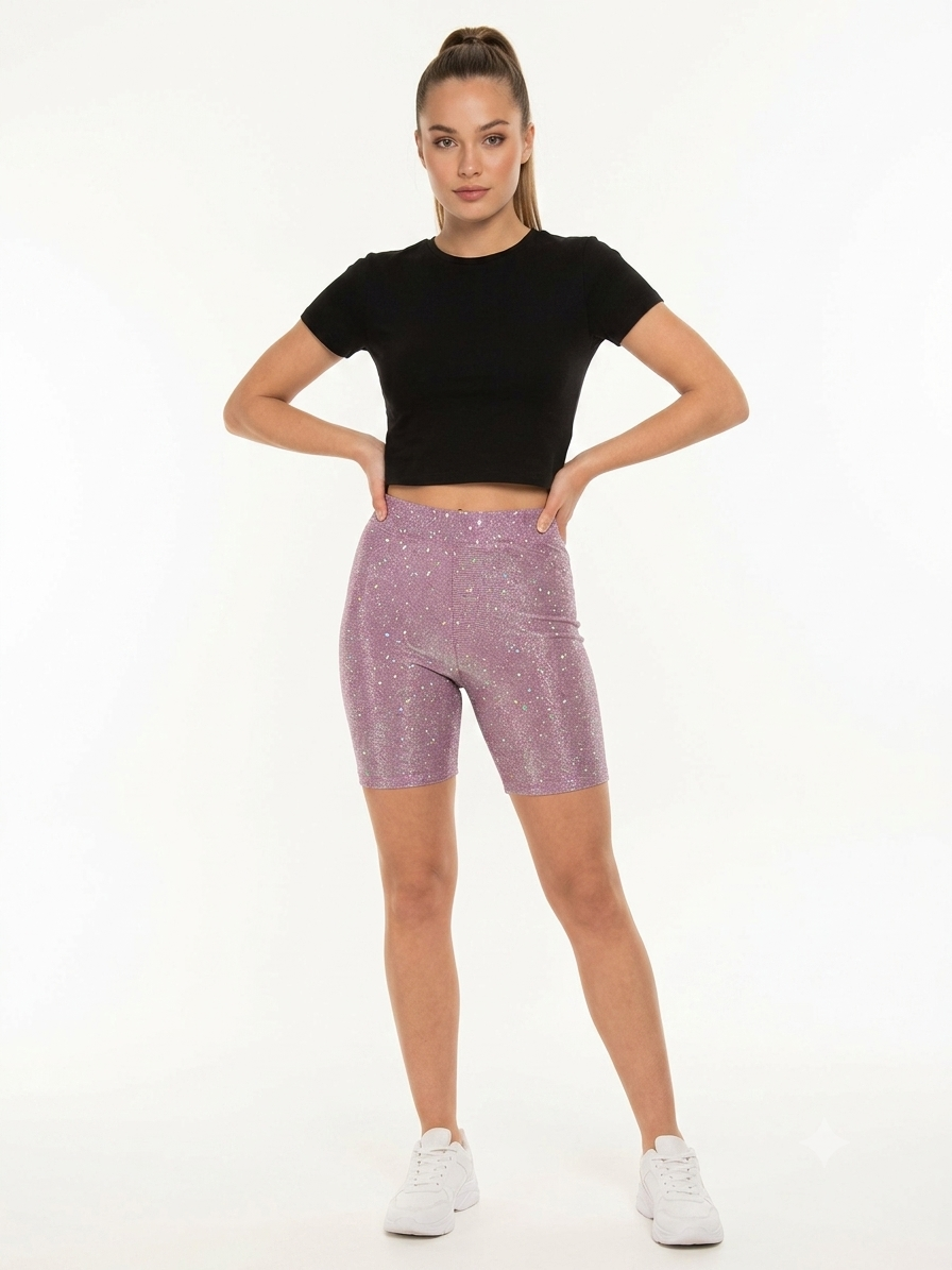 Pantalones Cortos de Ciclismo Superbrillantes Rosados