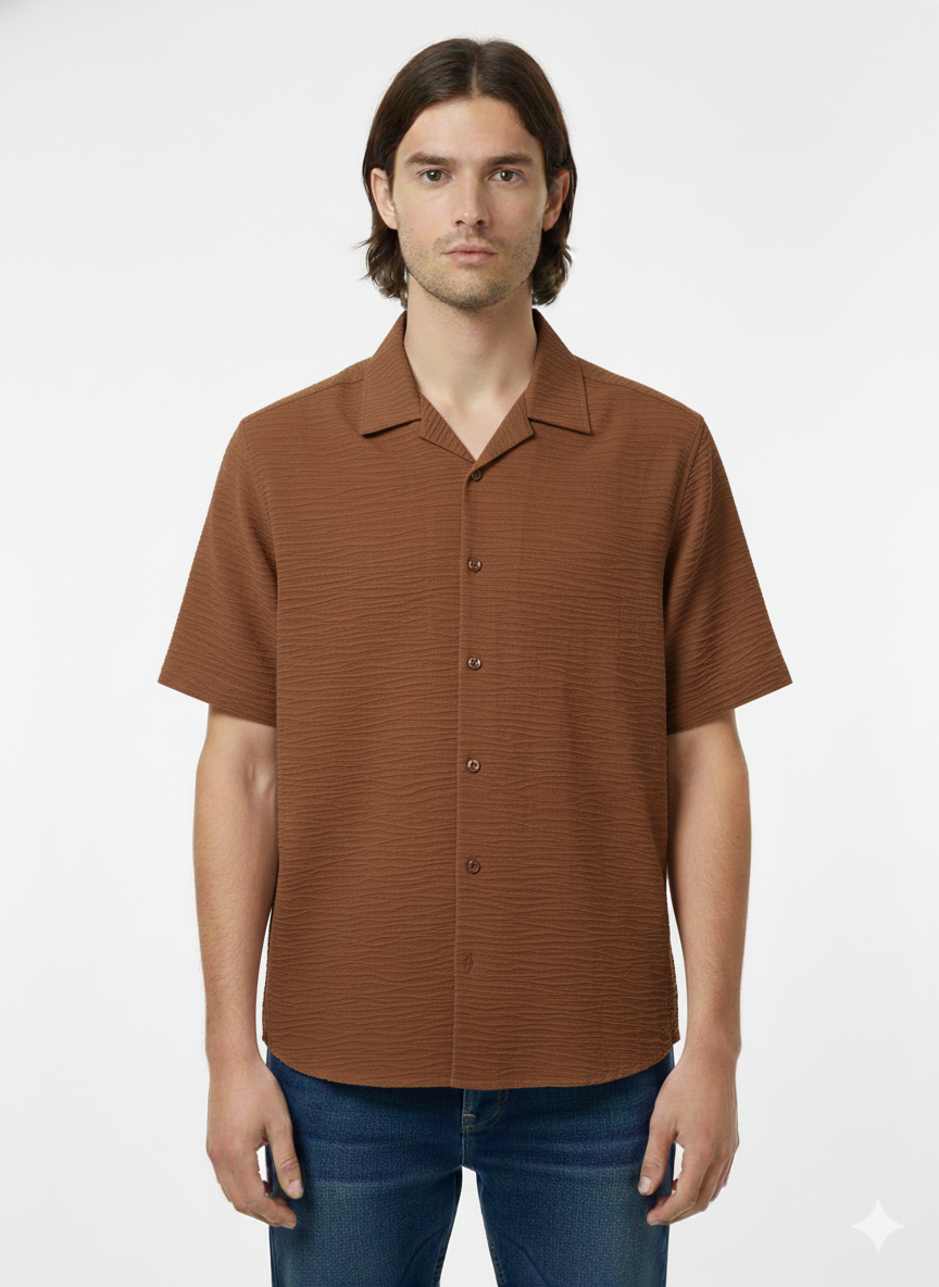 Camisa de manga corta marrón - Just Blu