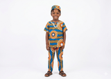 Conjunto Niño Turquesa-Naranja-Beige  (Etnia Negra)