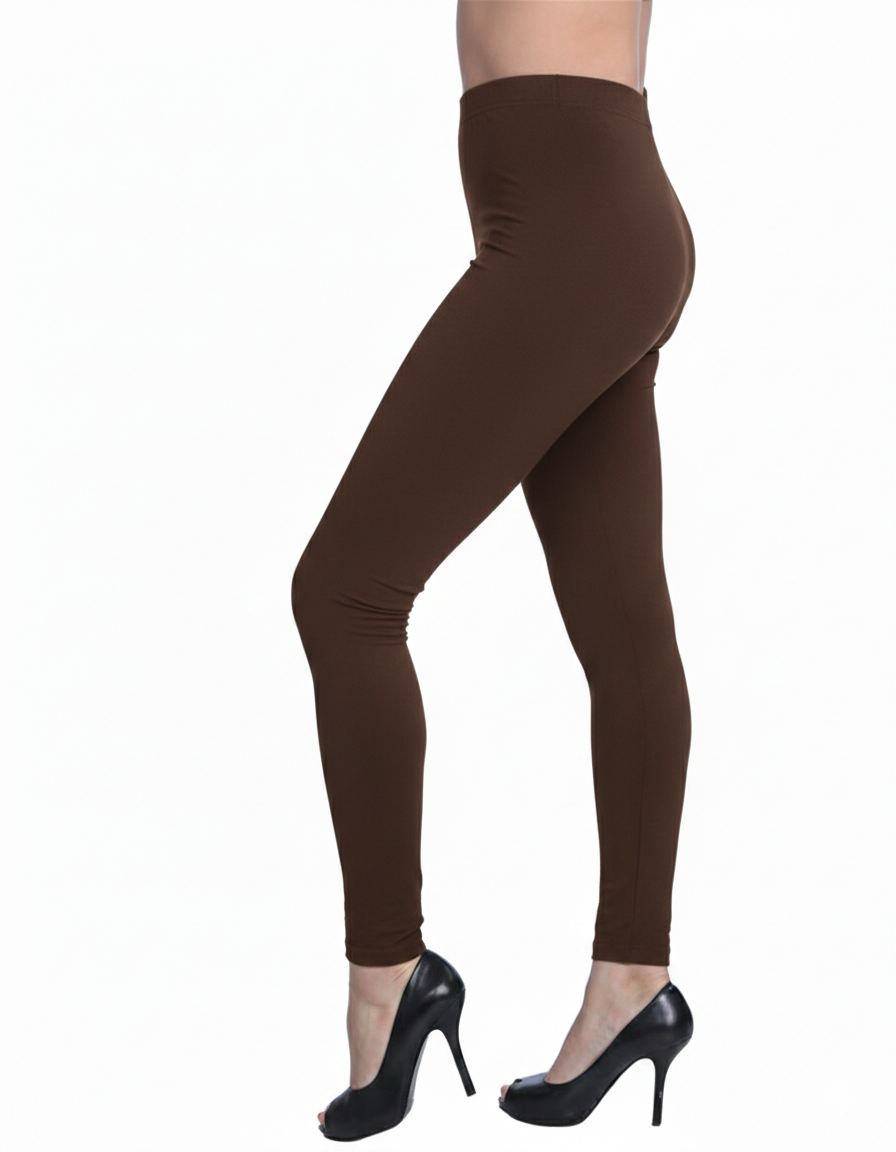Women's Light Leggings with Brushed Lining Brown