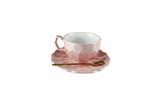 Taza con plato y cuchara (rosa)
