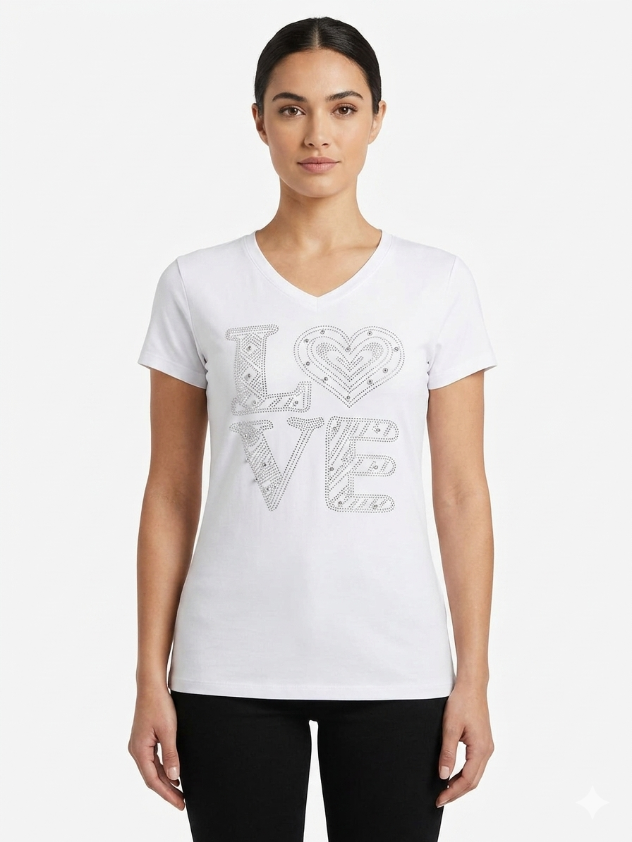 Diamantes Amor Top Blanco