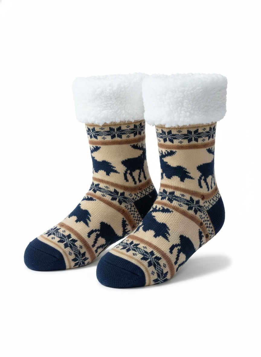 Calcetines de Pantufla Forrados de Sherpa de Felpa Marrones
