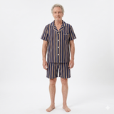 Men´s Pajama Short Sleeve w/ Long short Navy/Yellow Multicolor