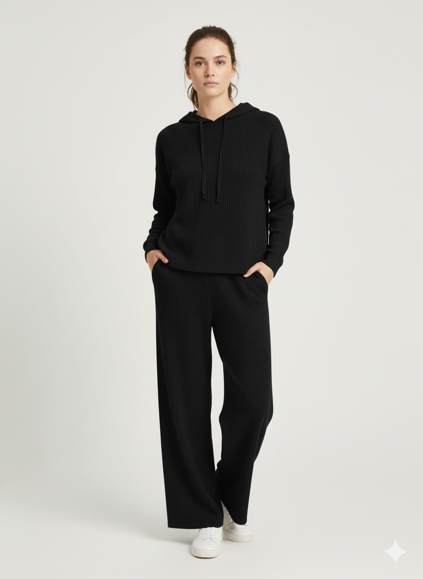 Conjunto de Sudadera con Capucha y Pantalón Sólido para Mujer, 2 Unidades - Liz & Lilli