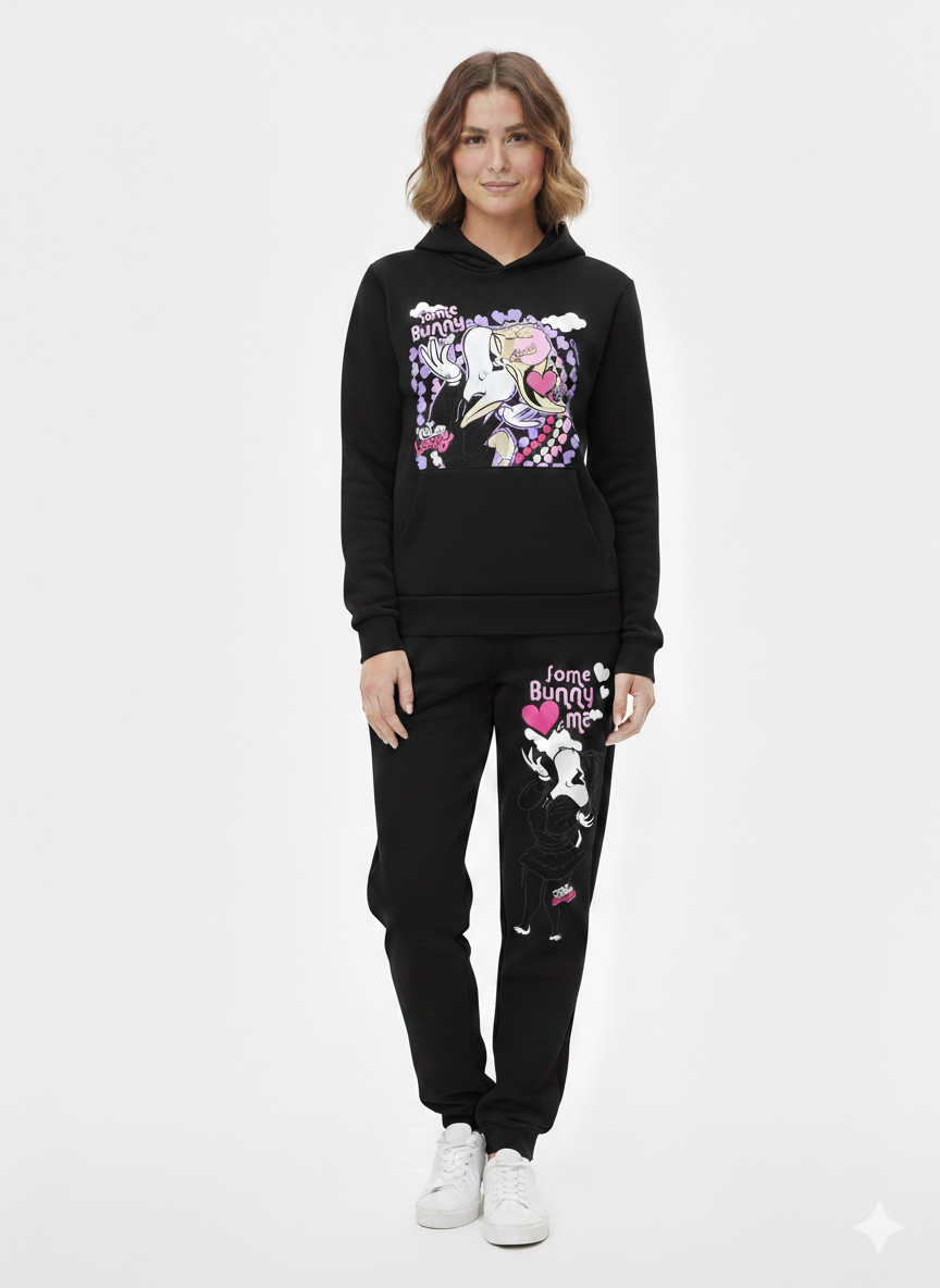 Sudadera básica con capucha de Lola Bunny, color negro