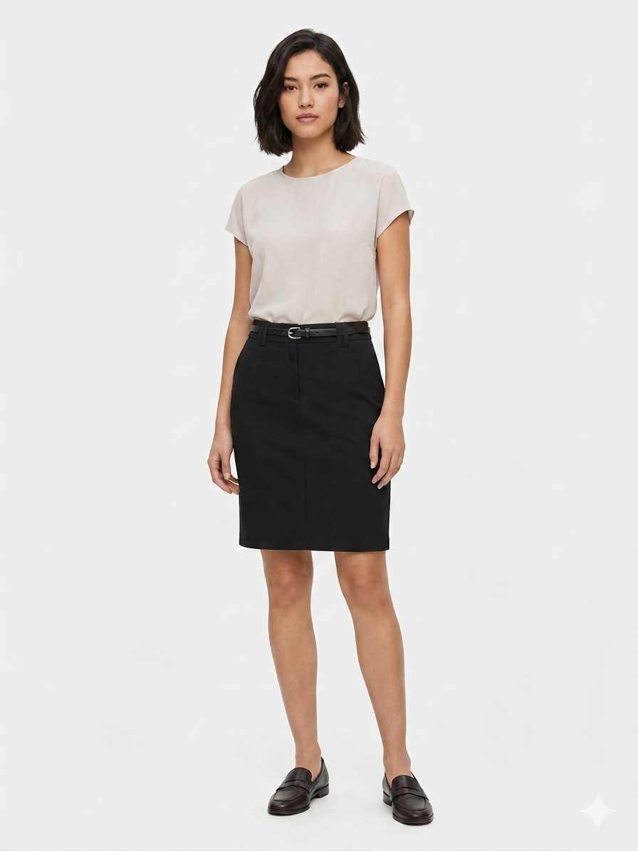 Falda con correa para mujer, color negro
