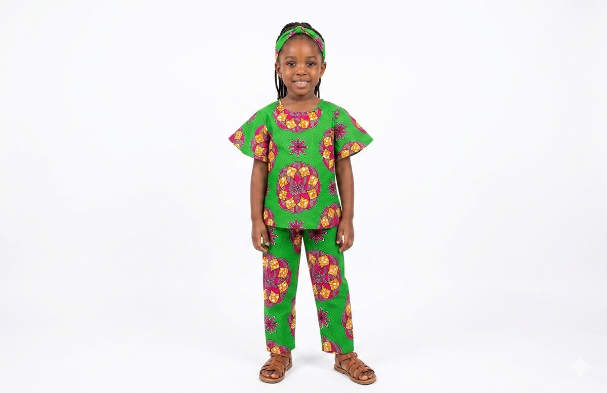 Conjunto Niña Verde-Fucsia( Etnia Negra)