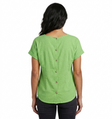 Blusa dolman de manga y cuello redondo con botones decorativos en la parte posterior, diseño de manzana - Ninety