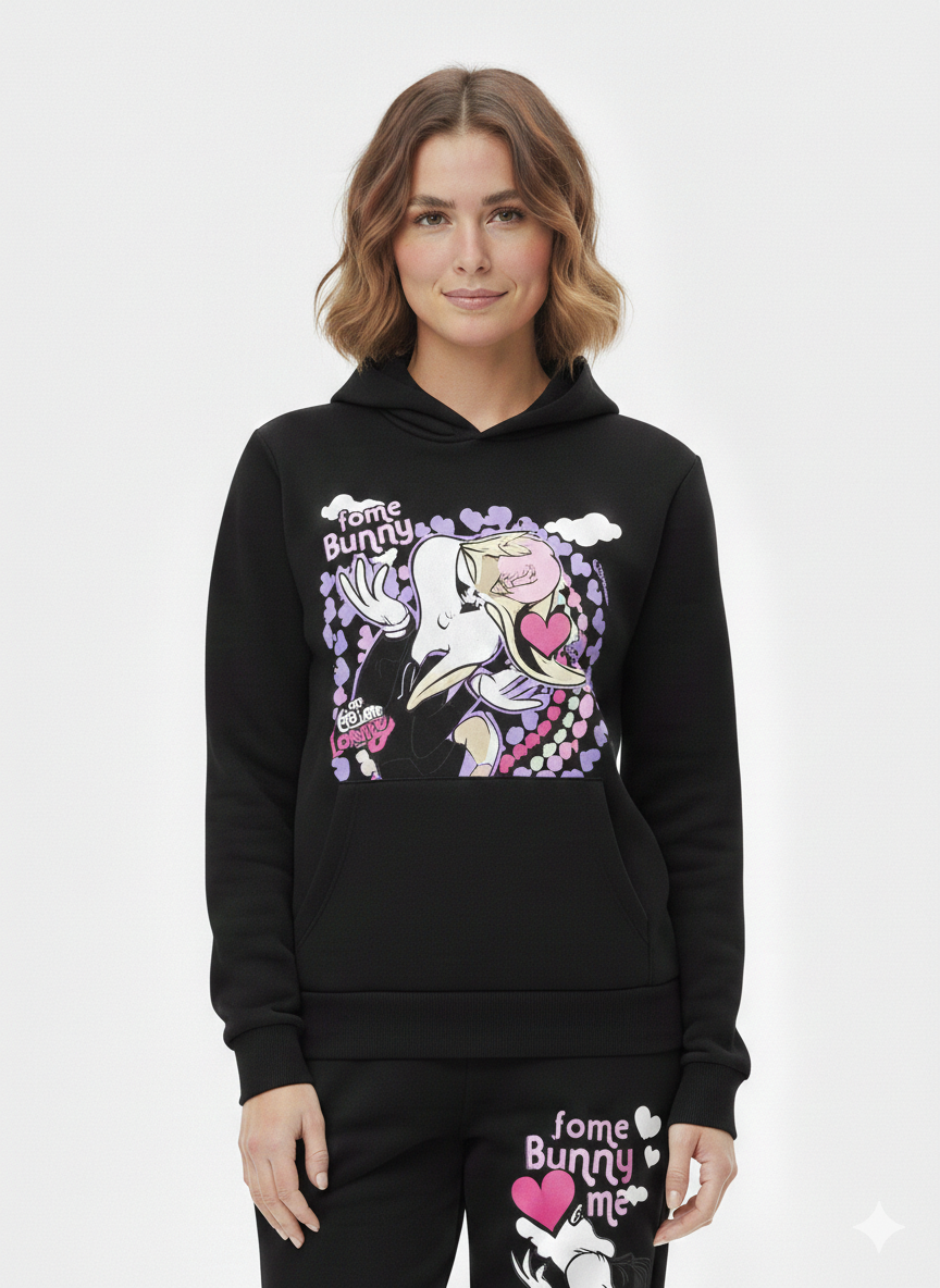 Sudadera básica con capucha de Lola Bunny, color negro