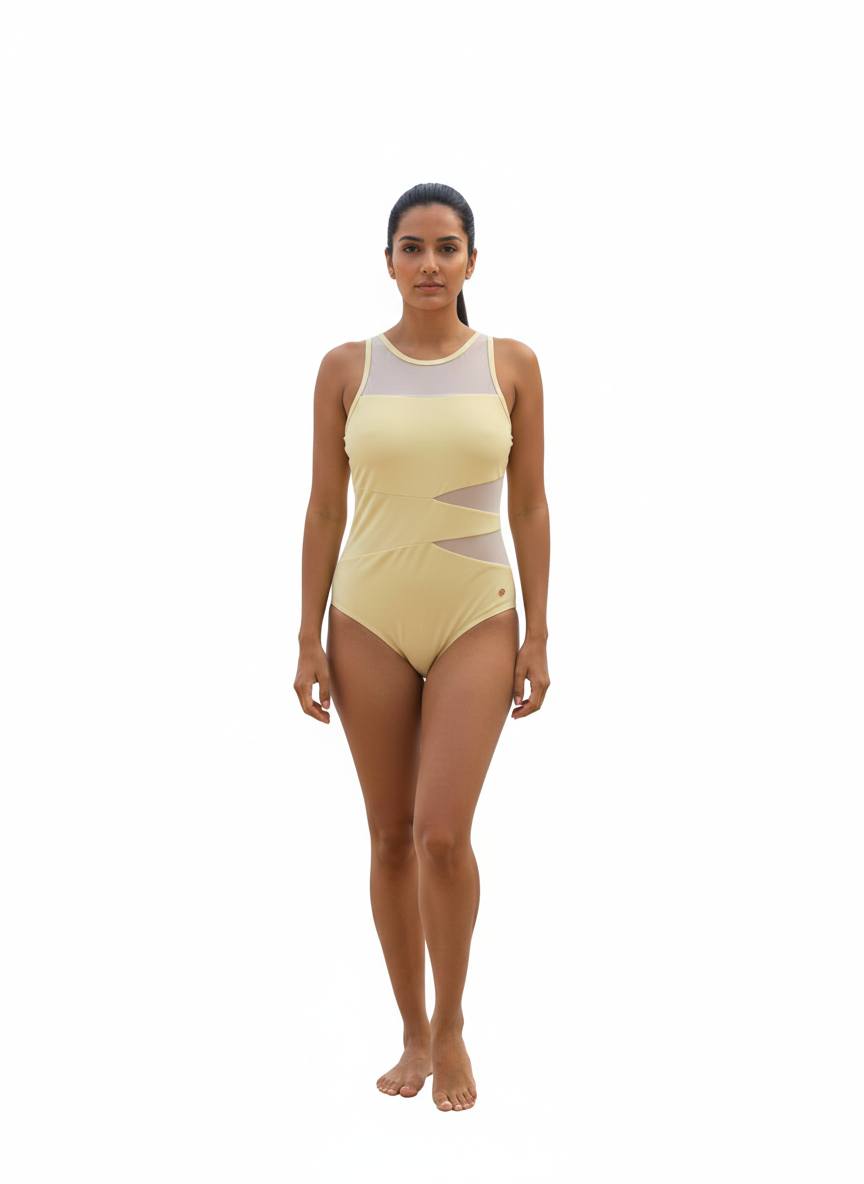 Bañador de 1 pieza para mujer amarillo claro - Joan Vass