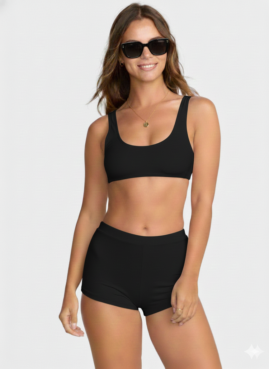 Traje de baño de 2 piezas para dama, negro - Joan Vass