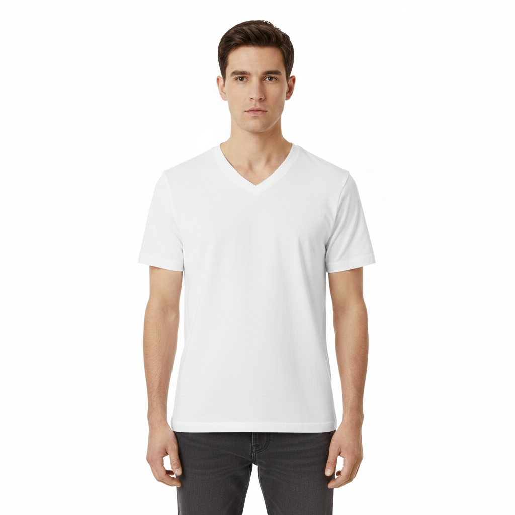 Camiseta blanca con cuello en V