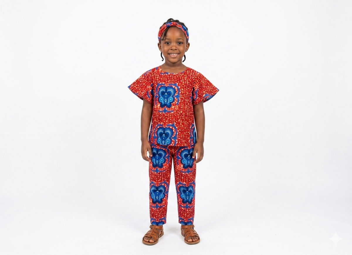 Set niña rojo-azul (etnia negra)