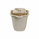 Cubo de fregona de plástico de 4 galones/15 litros con ruedas beige
