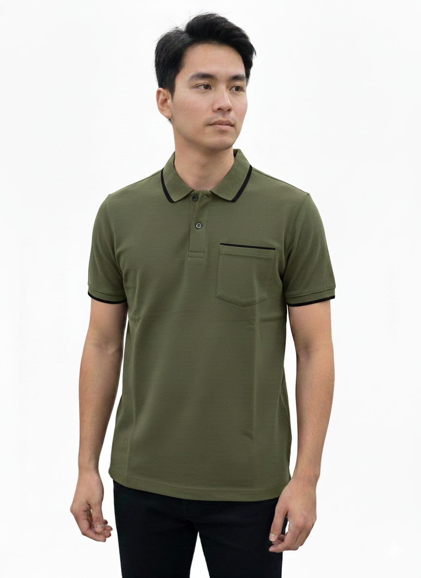Polo Hombre Verde Oliva - Just Blu