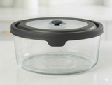 Recipiente redondo para almacenar alimentos de 7 tazas con tapa ventilada transparente/negra
