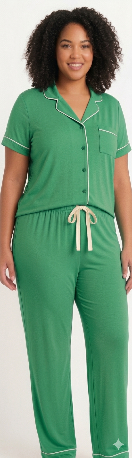 Conjunto de dormir de 2 piezas de jersey melocotón talla grande verde
