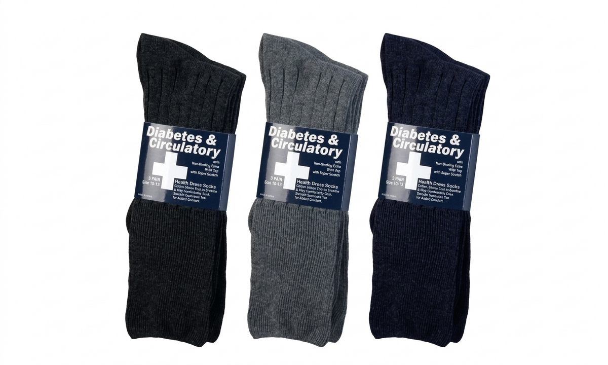Calcetines de vestir para diabéticos para hombre, 2 pares