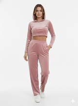 Conjunto de pantalón y sudadera de terciopelo para mujer 2 rosa - Liz & Lilli