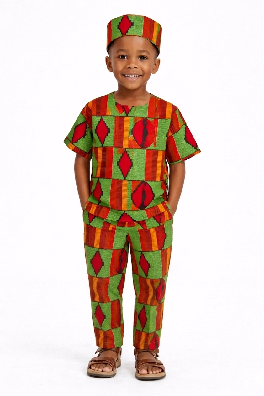Boys' Green-Red-Orange Outfit (Black Ethnicity)