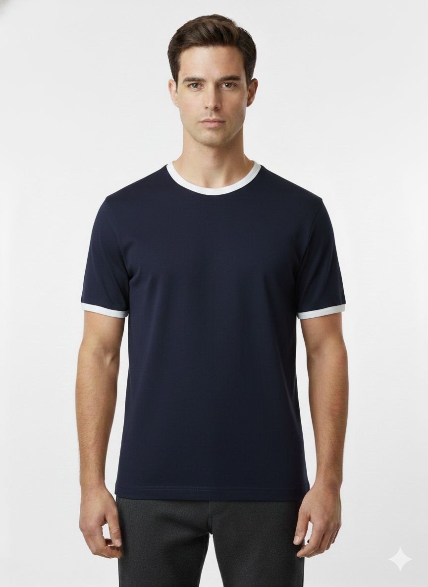 T-Shirt  Pique Navy - Luigi Baretta