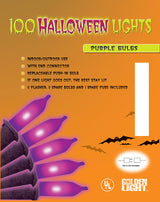 UL 100ct Hllwn String Ligths prpl/Blk Wire Tray Pack