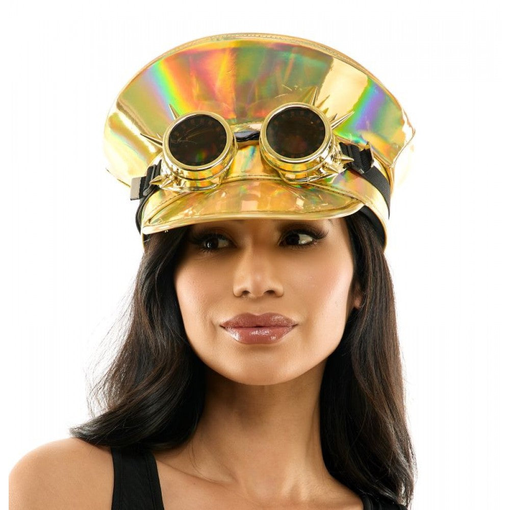 Gold Captain Hat with Light-Up Goggles