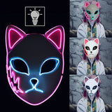Máscara de gato de anime que brilla en la oscuridad
