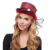 mujer sombrero de encaje