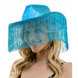 Iridescent Turquoise Fringe Cowboy Hat