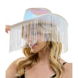 Iridescent White Fringe Cowboy Hat
