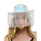 Iridescent White Fringe Cowboy Hat
