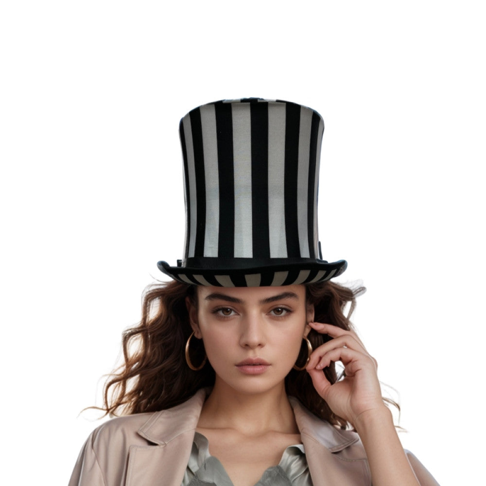Black & White Striped Top Hat