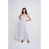 Vestido largo con ojales blanco brillante