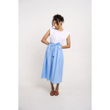 Vestido midi de popelín Oh Darling blanco/azul aciano