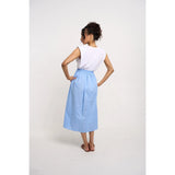 Vestido midi de popelín Oh Darling blanco/azul aciano