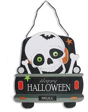 Placa Colgante de Espuma Camión con Brillantina Completa de Halloween